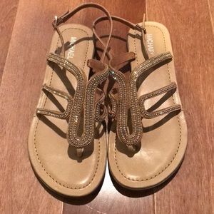 Tan strappy bling sandals